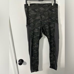 FABLETICS Grey Army Print Mesh Leggings with 2 Side Pockets
